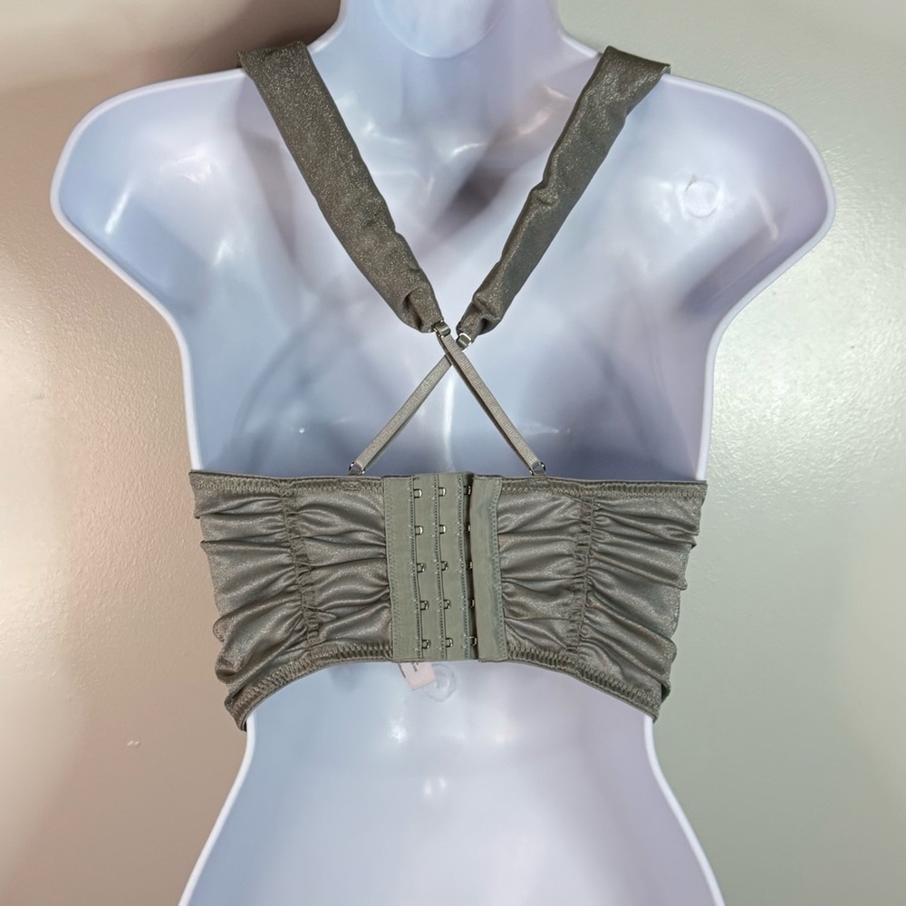 Urban Outfitters Out From Under Ella Shine Ruched Bustier Corset Top Silver. S. - Picture 5 of 10
